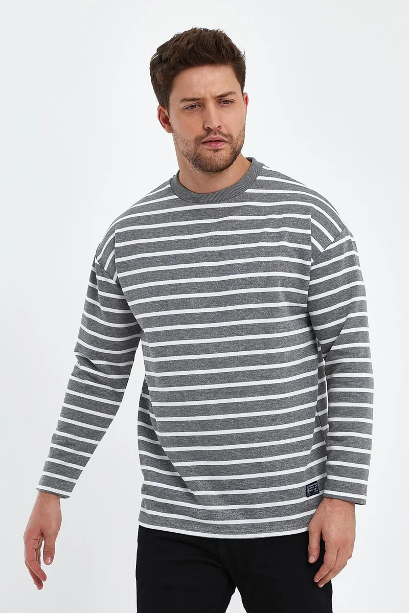 Alexander Gardi Striped Comfort Fit Basic Sweatshirt (B23-00158)