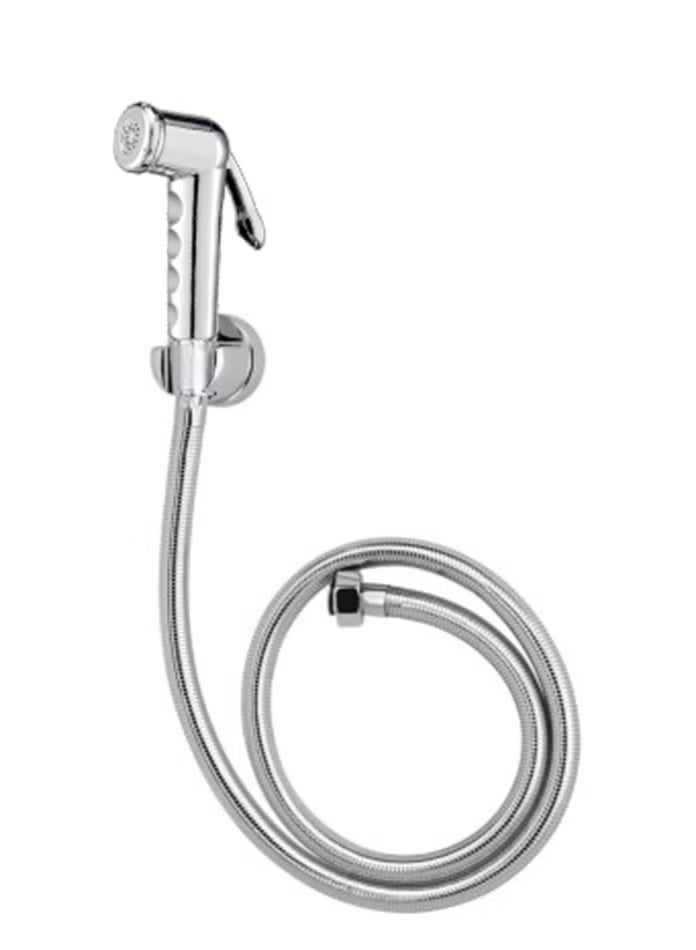 مجموعة رشاش شطاف يدوي من الفولاذ المقاوم للصدأ مع خرطوم مرن وحامل جداري – رشاش مرحاض قوي للحفاظ على نظافة الحمام - Image 1