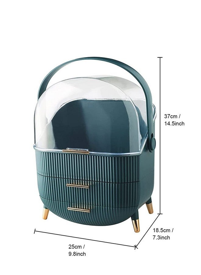 Ostin منظم مكياج أوستين، منظم للعناية بالبشرة لرفوف الزينة، تخزين الحمام وحالات عرض مستحضرات التجميل لغرفة النوم، صندوق تخزين مستحضرات التجميل 3 طبقات (أخضر) - Image 4