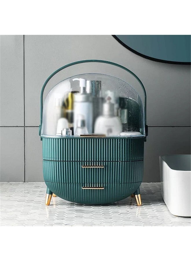 Ostin منظم مكياج أوستين، منظم للعناية بالبشرة لرفوف الزينة، تخزين الحمام وحالات عرض مستحضرات التجميل لغرفة النوم، صندوق تخزين مستحضرات التجميل 3 طبقات (أخضر) - Image 1