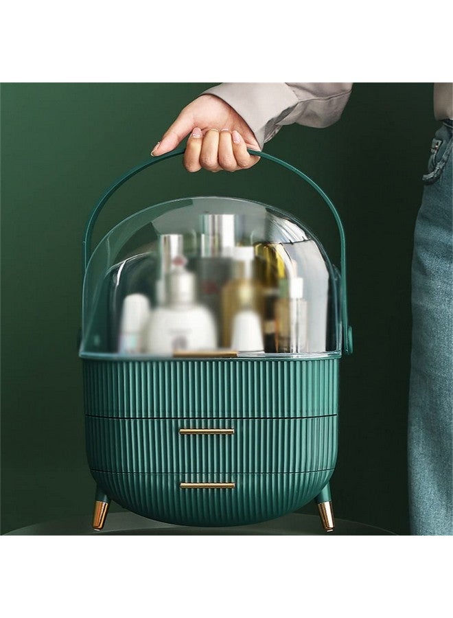 Ostin منظم مكياج أوستين، منظم للعناية بالبشرة لرفوف الزينة، تخزين الحمام وحالات عرض مستحضرات التجميل لغرفة النوم، صندوق تخزين مستحضرات التجميل 3 طبقات (أخضر) - Image 3