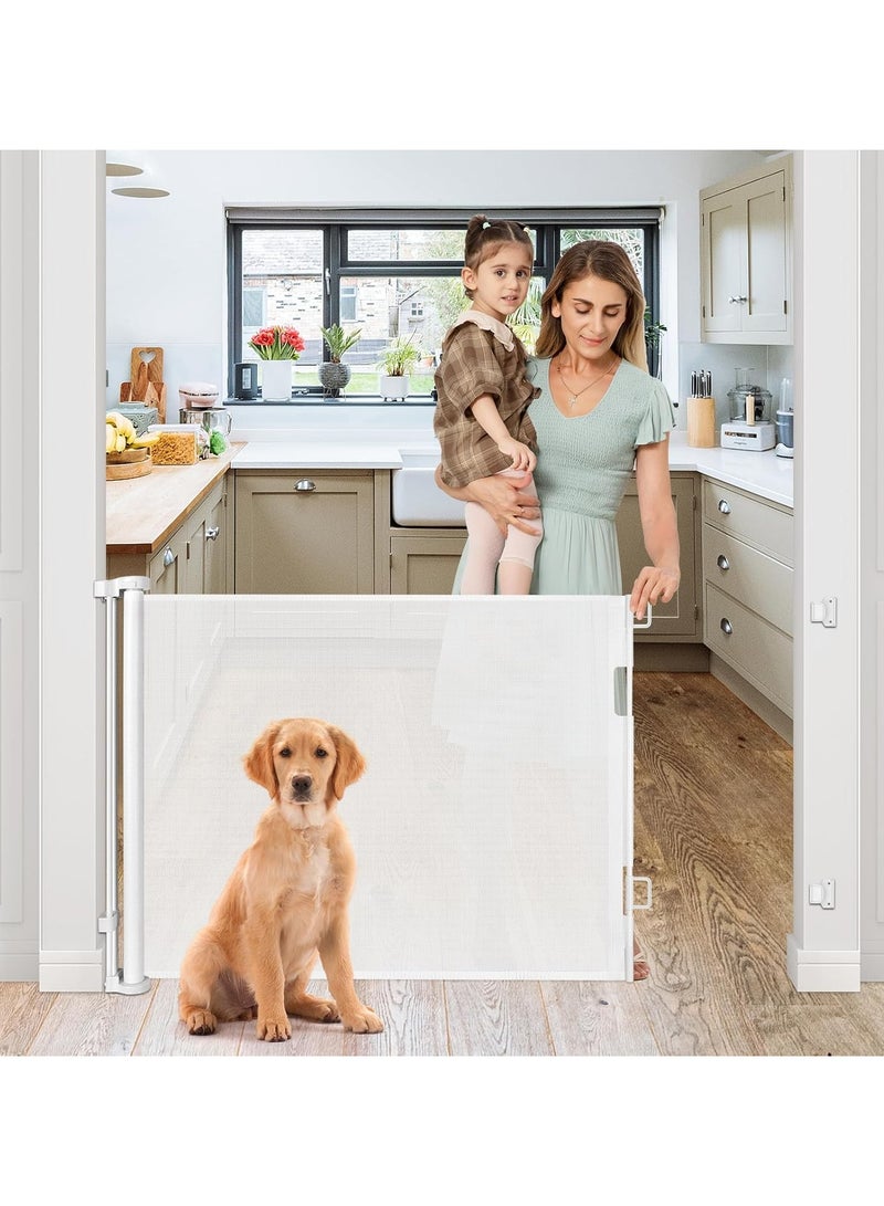 OHAHO Retractable Baby Gate Mesh Baby Gate or Mesh Dog Gate 88.5CM Tall Extends up to 250CM Wide Child Safety Gate for Doorways Stairs Hallways Indoor/Outdoor（White 88.5x250cm) - Image 1