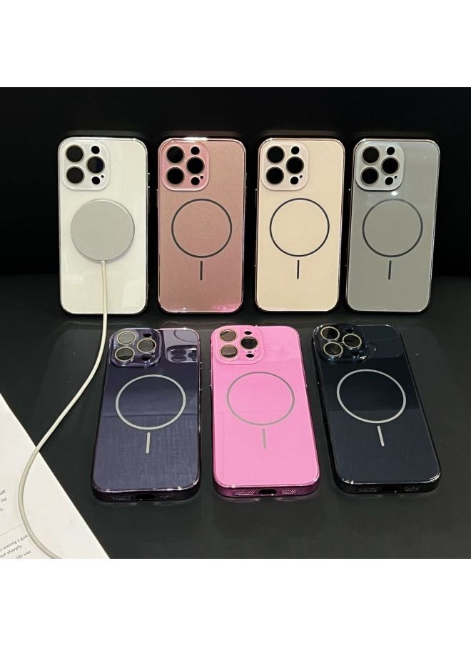 ماركة غير محددة حافظة هاتف مغناطيسية ذات حلقة رفيعة ذات عدسة زجاجية مناسبة لهاتف Iphone11/12/13/14/15/16 Pro Max-اللون: عدسة زجاجية Yh مغناطيسية لامعة أرجواني داكن-نماذج قابلة للتطبيق: 12 (بدون تغليف)  - Image 2