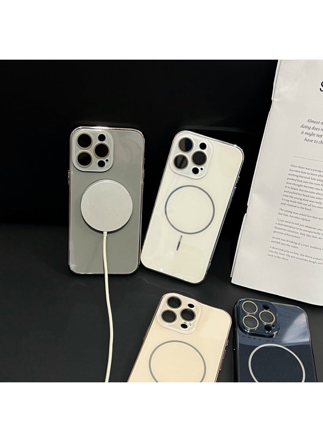 ماركة غير محددة حافظة هاتف مغناطيسية ذات حلقة رفيعة ذات عدسة زجاجية مناسبة لهاتف Iphone11/12/13/14/15/16 Pro Max-اللون: عدسة زجاجية Yh مغناطيسية لامعة أرجواني داكن-نماذج قابلة للتطبيق: 12 (بدون تغليف)  - Image 4