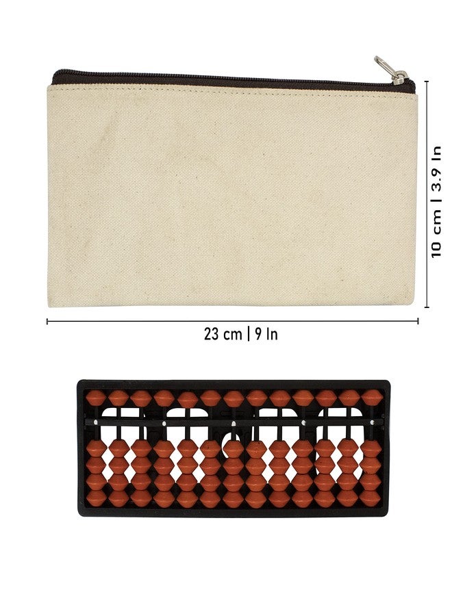 Spillbox Abacus Math Learning Kit for Kids 13 Rod Abacus with Canvas Pouch - White (Brown) - Image 5