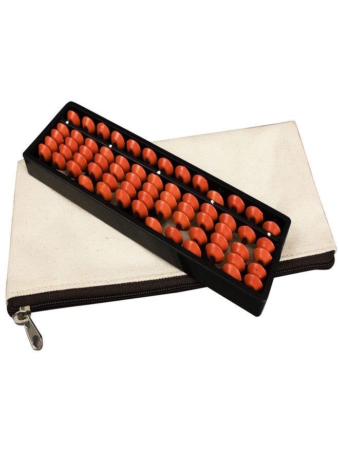 Spillbox Abacus Math Learning Kit for Kids 13 Rod Abacus with Canvas Pouch - White (Brown) - Image 3