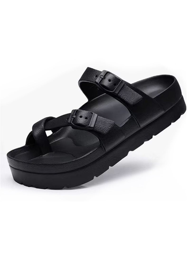 ETG Women's Platform Sandals with Arch Support Comfortable Foam Slides Lightweight Thick Soles | Adjustable Buckle | Ultra Cushion - Image 1