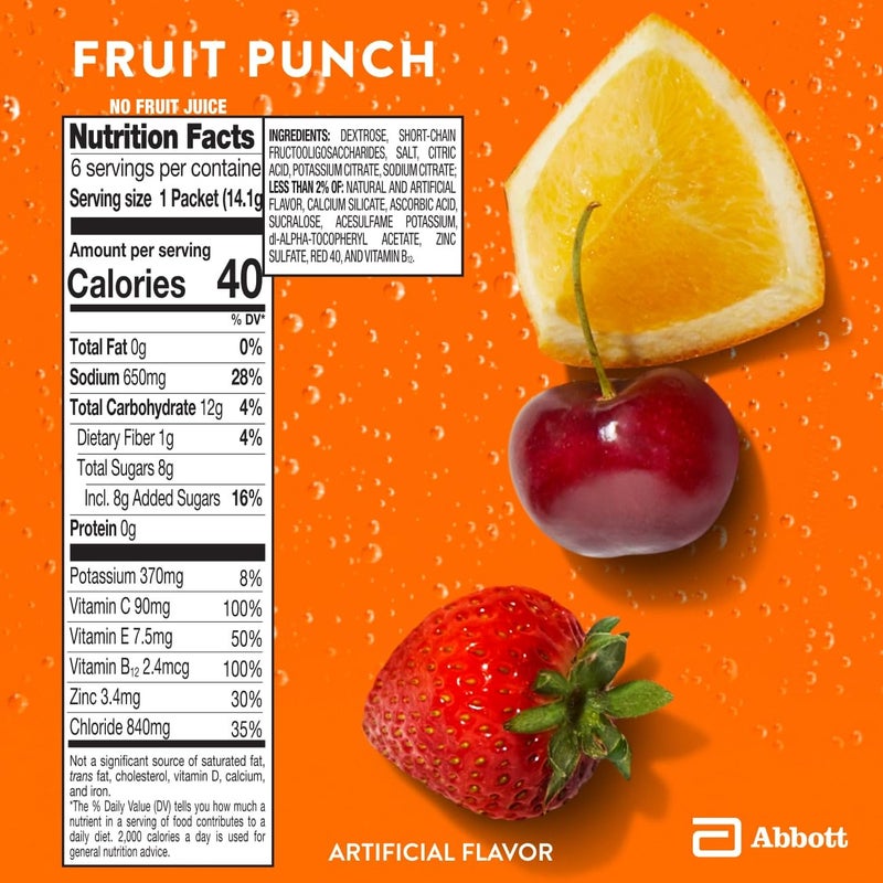 Pedialyte with Immune Support, Electrolyte Drink Powder with Vitamin C and Zinc, Advanced Hydration, Fruit Punch, 36 Powder Packets - Image 5