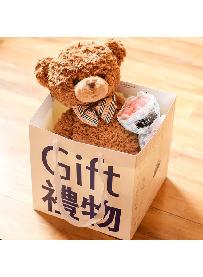 Teddy Bear Doll Hug Bear Plush Toy Bear Doll Bed Sleeping Doll Birthday Gift Girlfriend-Specification:55cm -Colour:Claire Bear Gift Tote Bag + Blue Fragrance Bouquet - Image 1