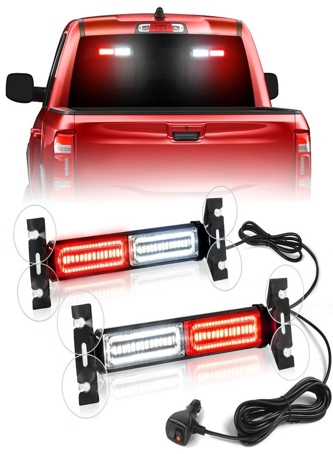 HLauto 1002L Emergency Strobe Traffic Advisor Light Bar: 40LED Dash Safety Warning Flashing Front/Rear Windshield Visor Light for Construction Vehicle, Trucks (2x10.7inch, Red White) - Image 1