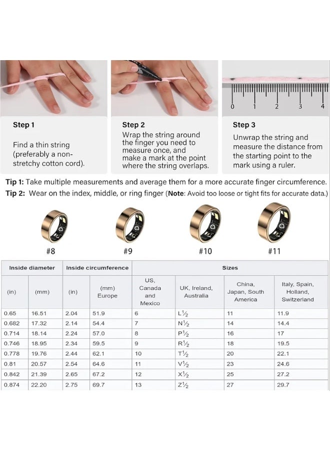 خاتم ذكي ، تتبع النوم ، مراقبة الحركة ، متوافقة مع iPhone و Android ، هدية ذكية ، مناسبة للنساء والرجال - Image 2