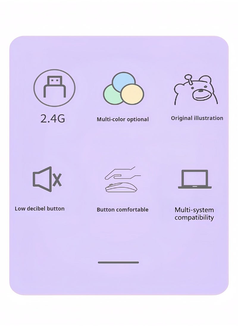GEEZER Bluetooth Mouse For Laptop And Computer, Bluetooth 5.0 Silent Wireless Mouse,Cartoon Purple Bear For Girl And Student,Intelligent Energy Saving Mouse Lady Mouse Purple  - Image 3
