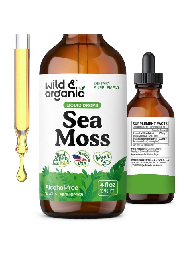 Wild & Organic Sea Moss Drops - Overall Support with Irish Seamoss and Bladderwrack - Multimineral Chondrus Crispus Tincture - Vegan, Sugar & Alcohol-Free Liquid Supplement - 4 fl oz - Image 1
