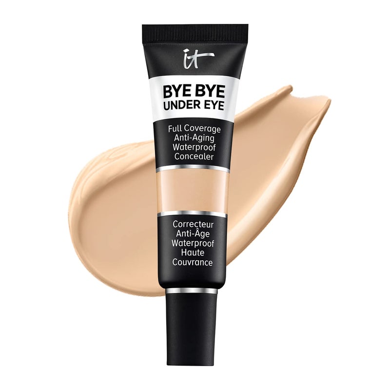 كونسيلر IT Cosmetics باي باي أندر آي لونغ تان مقاوم للماء تغطية كاملة لكدمات العين والخطوط الدقيقة والاحمرار والتصبغ مع حمض الهيالورونيك لمسة طبيعية 04 أونصة سائلة