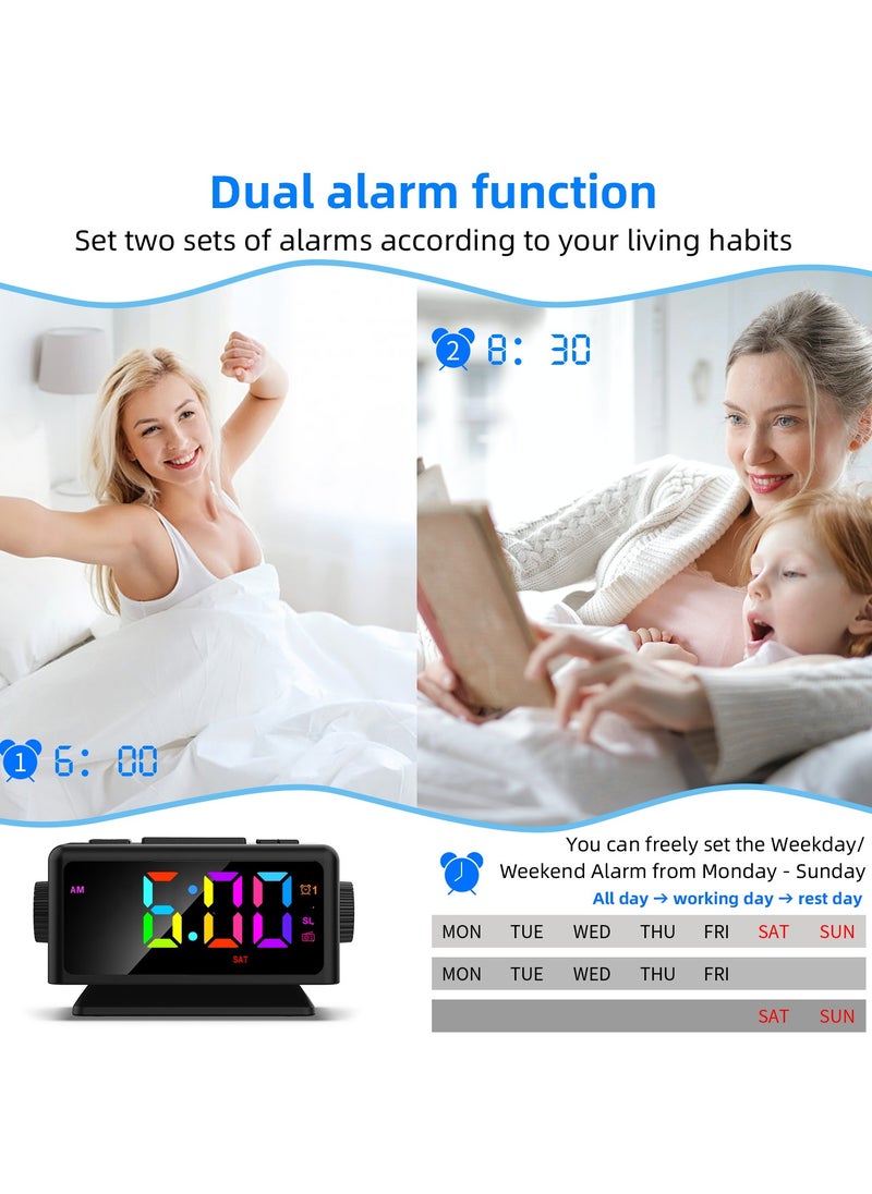 Generic - Radio Alarm Clock RGB Dazzling Colour LED Mirror Clock Electronic Clock - Image 1