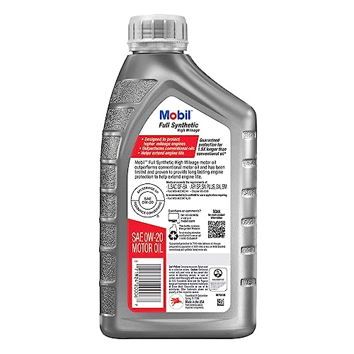 Mobil Full Synthetic High Mileage Motor Oil 0W-20, 1 Quart (6-pack) - Image 3