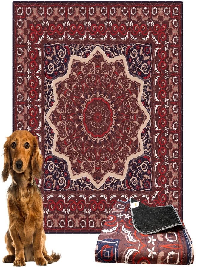 72 x72 - Washable Pee Pads for Dogs, Reusable Puppy Pads Super Absorbent Leakproof Dog Training Pads, Non-Slip Potty Pads for Floor, Crate, Couch, Oriental Persian Rug Print (72 x 72 Red)