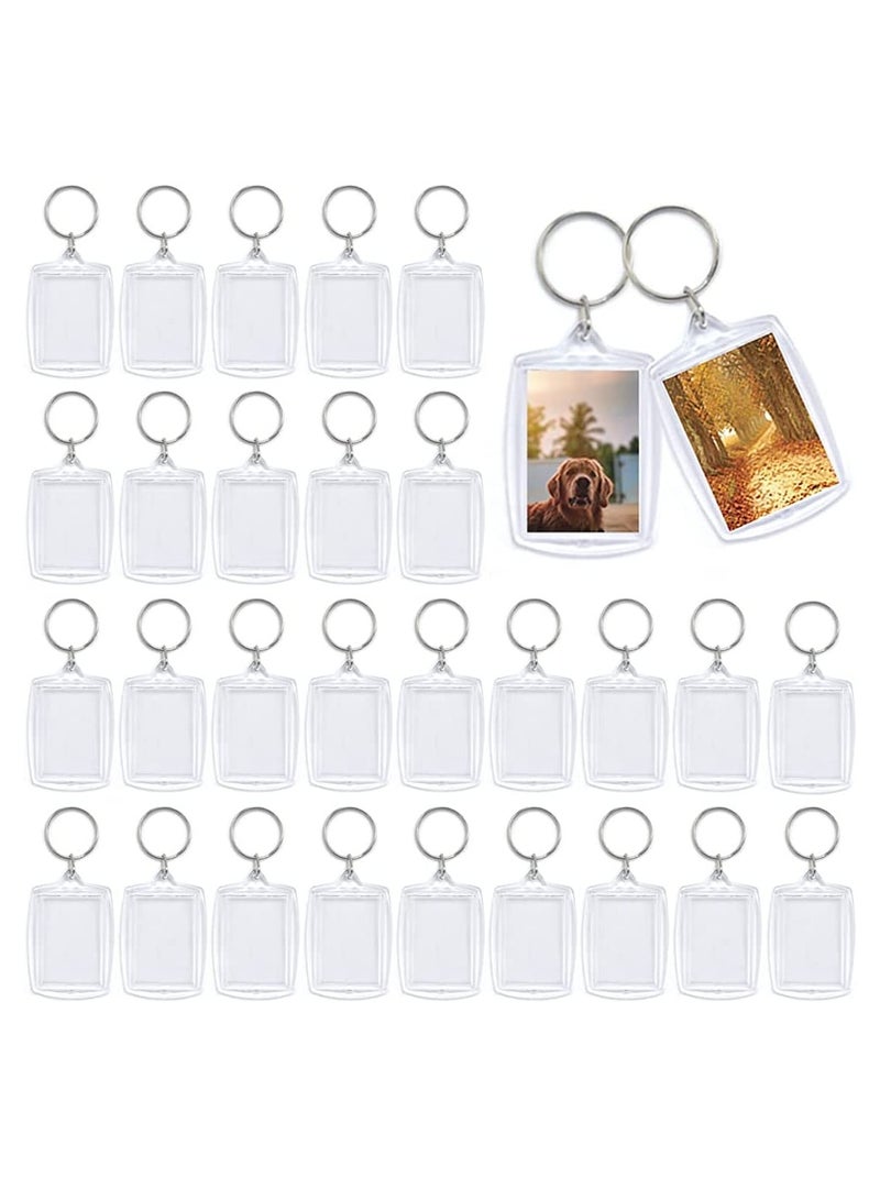 30 PCS Acrylic Photo Frame Keyrings Clear Picture Keychains Acrylic Photo Snap-in Key Chain for Artwork Gifts &Craft(1.57 × 2.17 inch) - Image 1