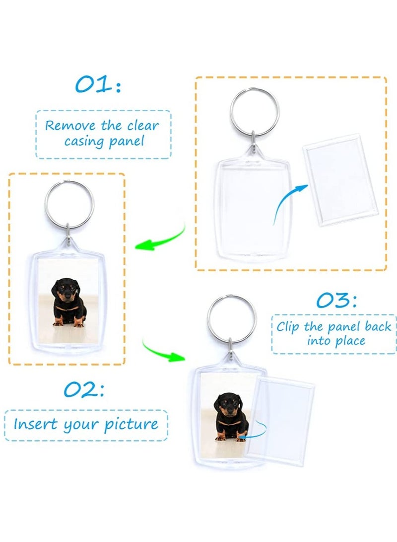 30 PCS Acrylic Photo Frame Keyrings Clear Picture Keychains Acrylic Photo Snap-in Key Chain for Artwork Gifts &Craft(1.57 × 2.17 inch) - Image 4