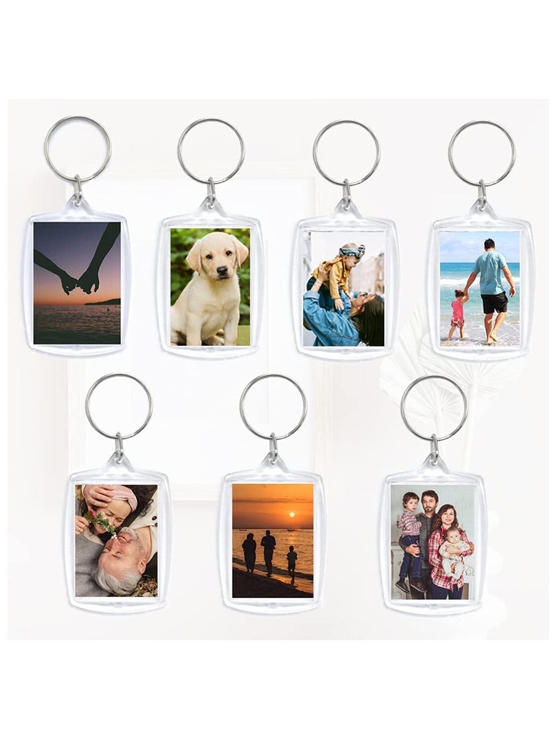 30 PCS Acrylic Photo Frame Keyrings Clear Picture Keychains Acrylic Photo Snap-in Key Chain for Artwork Gifts &Craft(1.57 × 2.17 inch) - Image 3