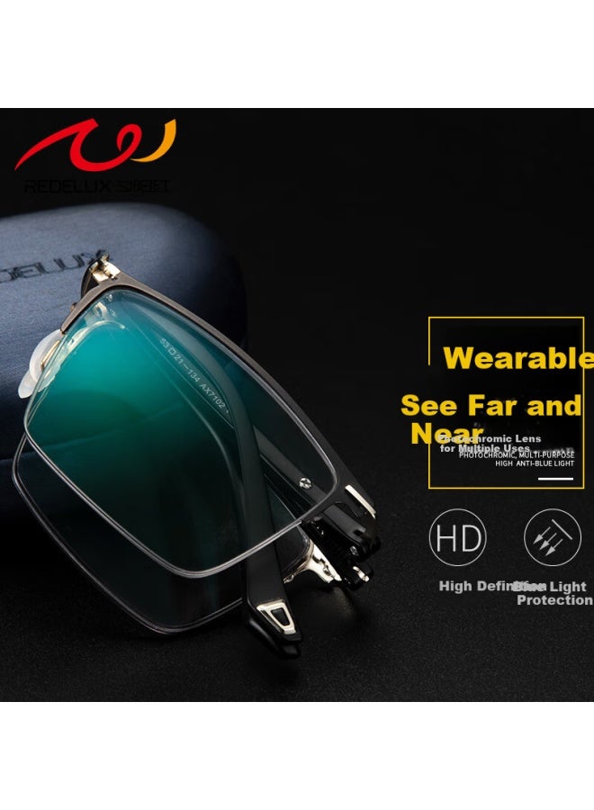 Sunset Red Men's Blue Light Blocking Progressive Bifocal Fashion Intelligent Zoom Folding Reading Gl Ax7102 - Image 2