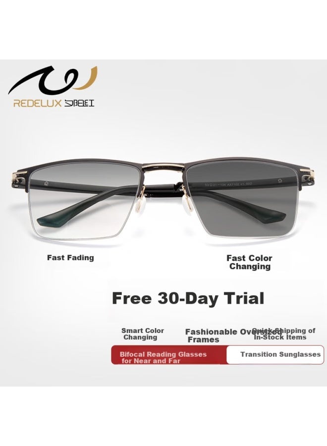 Sunset Red Men's Blue Light Blocking Progressive Bifocal Fashion Intelligent Zoom Folding Reading Gl Ax7102 - Image 3
