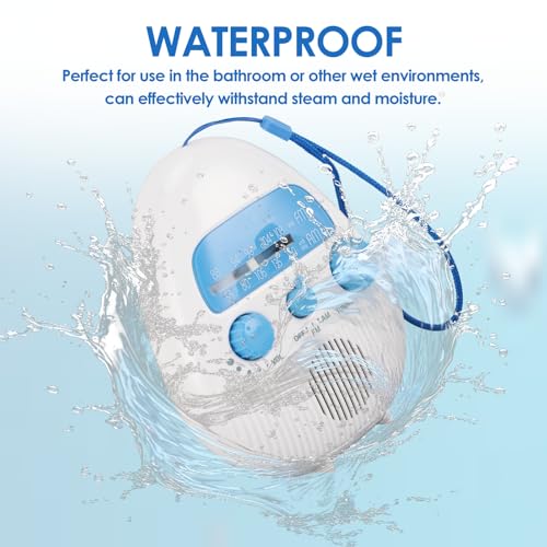 Zopsc Shower Radio Built in Speaker, Hanging Bathroom Radio with Rotating Knob for Easy Tuning and Volume Control. - Image 2