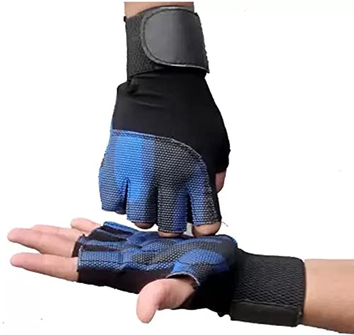 Drauss® Gym Gloves, Padded Weight Lifting Gloves,Workout Gloves with Built-in 19" Wrist Wraps, Exercise Gloves for Cross Training, Pull Ups, Fitness, Powerlifting, for Men & Women (Blue) - Image 2