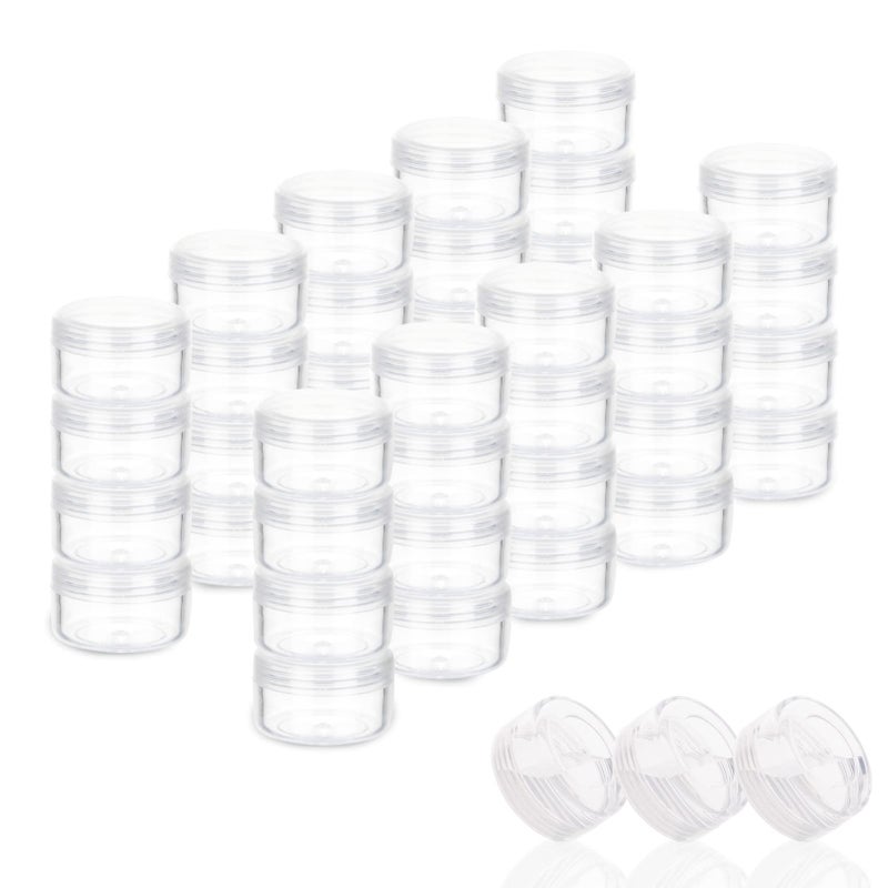 ZEJIA 5 Gram Sample Containers with Lids Mini Makeup Containers Empty Plastic Travel Cosmetic Containers with Labels50 Count Clear Lid - Image 1