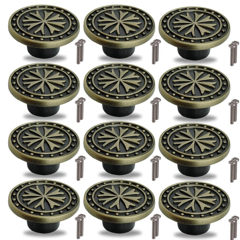 JKC Antique Brass Finish Payal Design Cabinet Handle Multipurpose Door Handles for Wardrobe Eye Catching Drawer Knobs Knobs for Cabinets Pack of 12