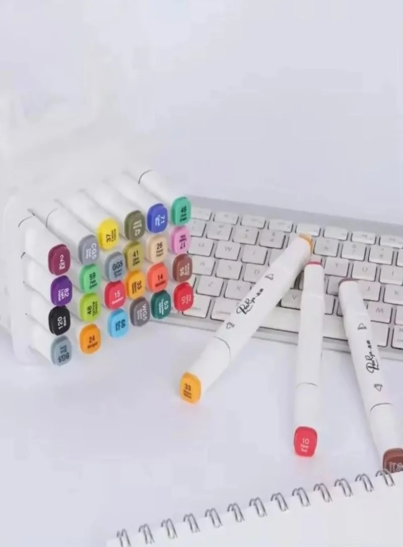 Hane216 Double Sided Professional Marker Paint Pen Set Boxed, Felt Tip Pen 24 Pieces