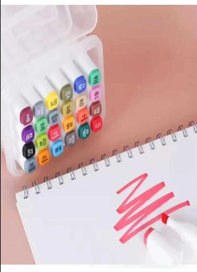 Hane216 Double Sided Professional Marker Paint Pen Set Boxed, Felt Tip Pen 24 Pieces