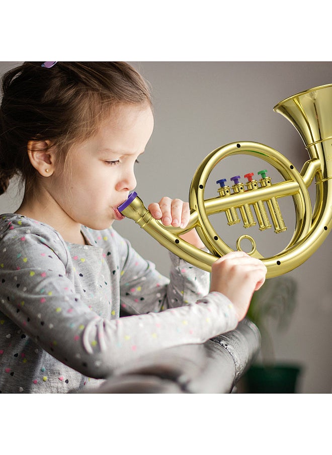 Generic French Horn with 4 Colored Coded Keys Kids Musical Wind Instruments Eco-friendly ABS Early Educational Mimic Horn for Kids Toddlers  - Image 5