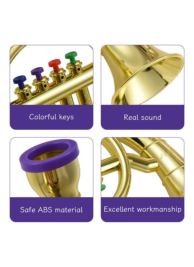 Generic French Horn with 4 Colored Coded Keys Kids Musical Wind Instruments Eco-friendly ABS Early Educational Mimic Horn for Kids Toddlers  - Image 4