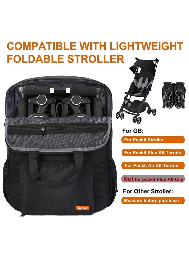 Mactso Stroller Travel Bag Compatible With Gb Pockit And Gb Pockit Air Plus All Terrain, Lightweight Stroller Travel Backpack For Airplane (Black, M) - Image 2