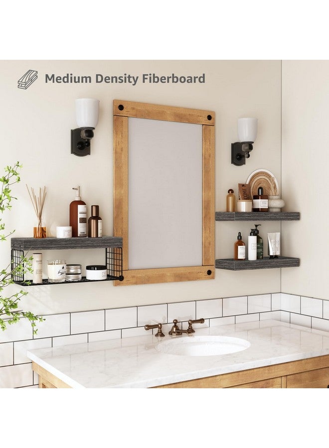 QEEIG Bathroom Shelves Over Toilet - Wall Mounted Floating Shelves Toilet Paper Storage Small Farmhouse Decor Shelf 16 inch Set of 3, Grey (019-GY3) - Image 4