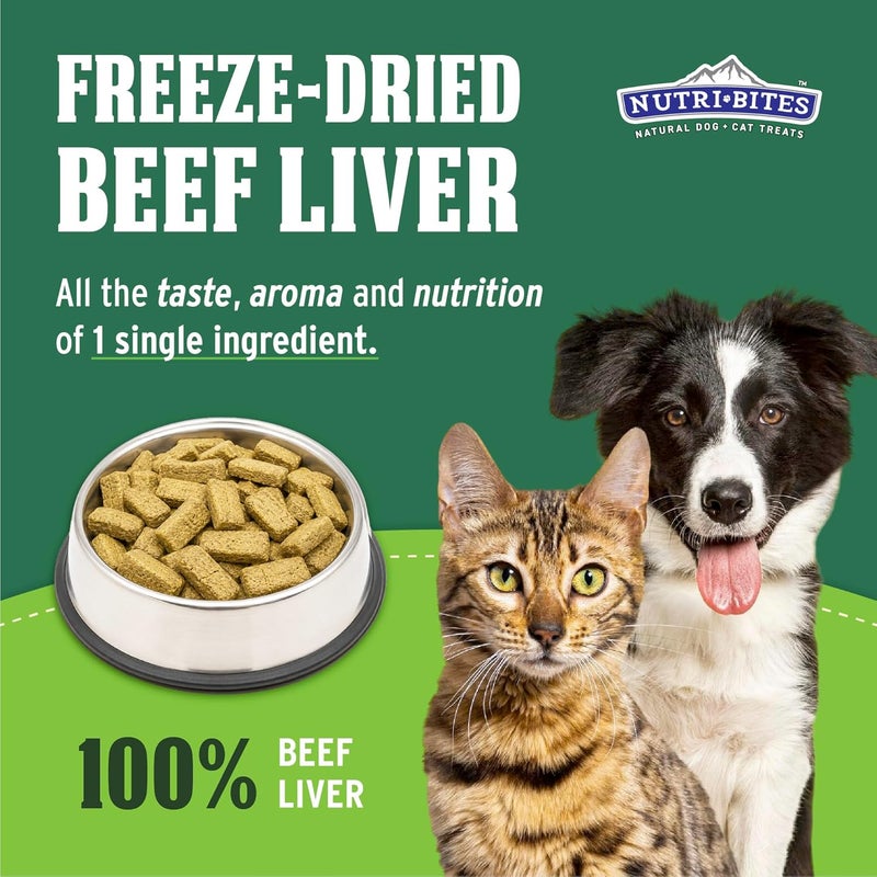 Nutri Bites Liver Treats for Dogs & Cats, High-Protein Freeze Dried Beef Liver Snacks, Single Ingredient, No Additives, Perfect for Training, Sensitive Diets, Value Bulk Pack 17.6 oz - Image 2
