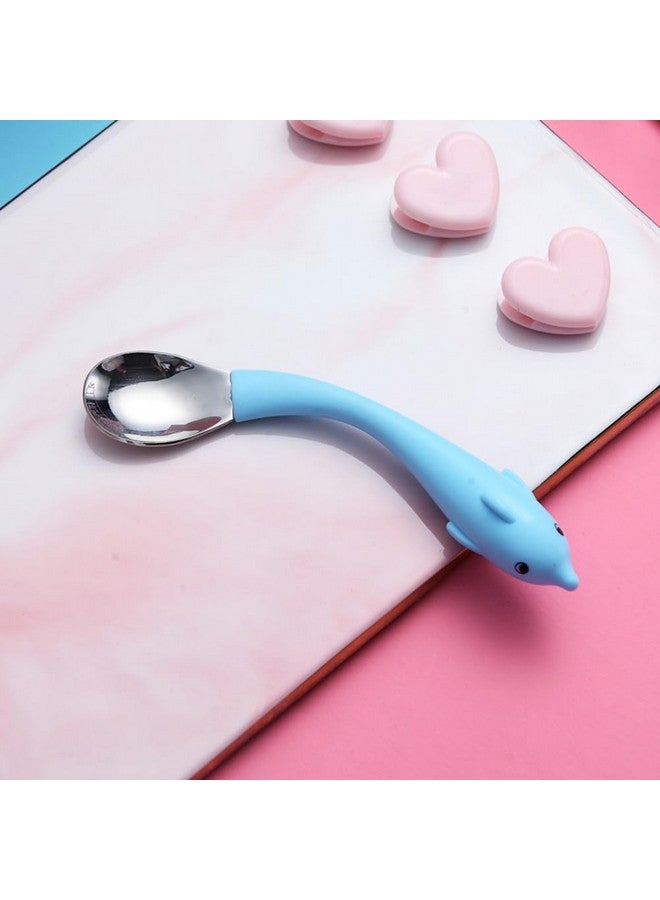 Toddmomy Bendable Utensil Set: Stainless Steel Baby Spoons Forks with Dolphin Design - Image 3