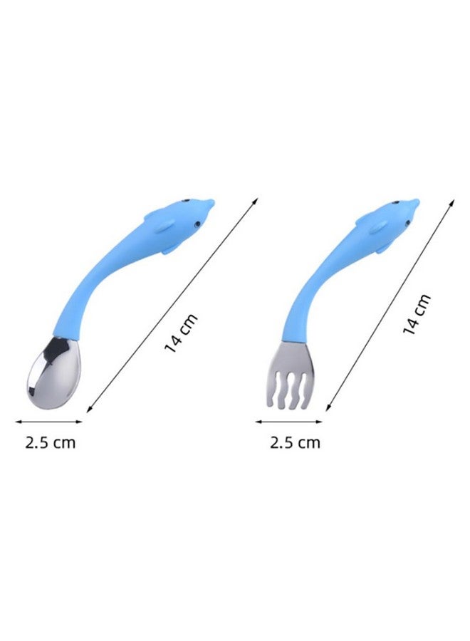 Toddmomy Bendable Utensil Set: Stainless Steel Baby Spoons Forks with Dolphin Design - Image 4