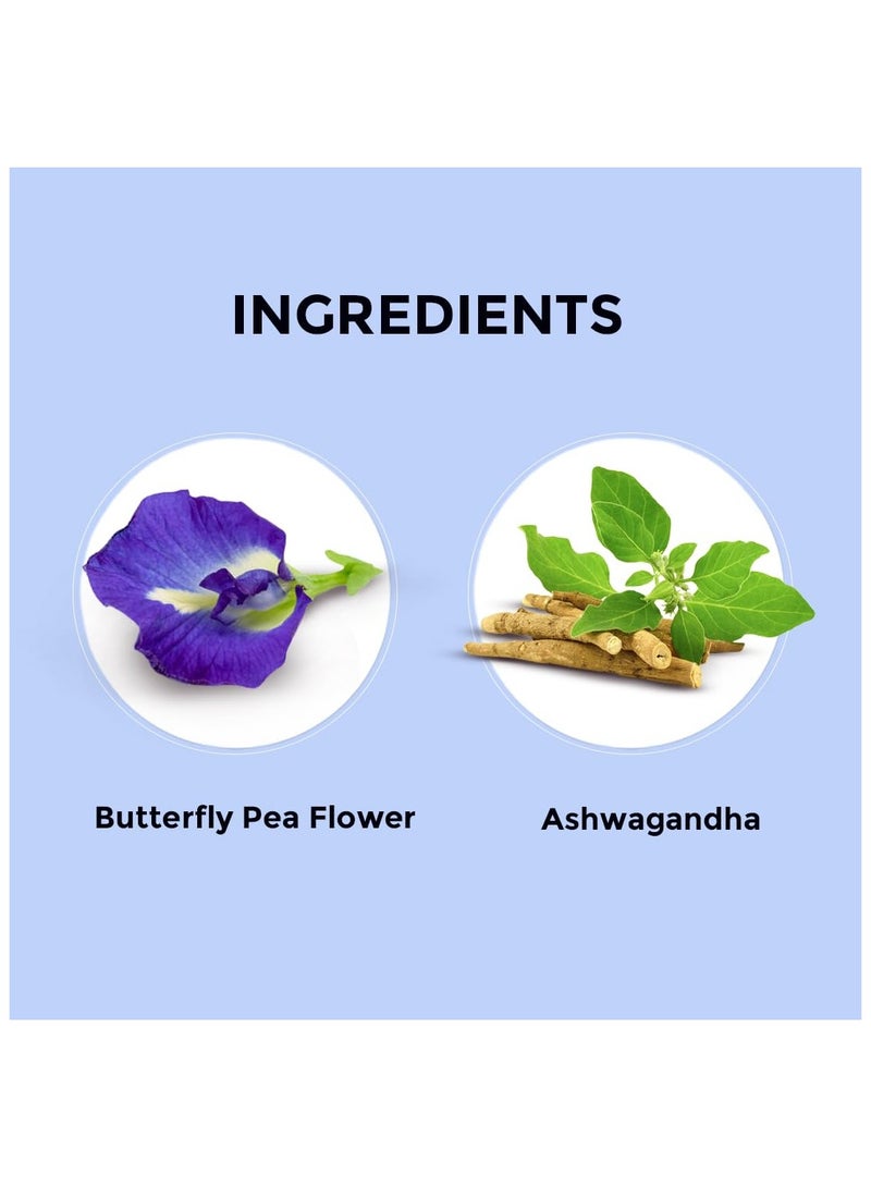 الشاي الأزرق شاي بلو تي شاي زهرة البازلاء الفراشة أشواغاندا 30 كيس شاي نباتي من مزيج نباتي | شاي أباراجيتا شانخبوشبي شاي عشبي خالٍ من الكافيين خالٍ من الكافيين شاي عشبي خالٍ من السموم قائم على الزهور غير معدّل وراثيًا ظهر في عبوة شاي شارك تانك بريميوم تانك - Image 2