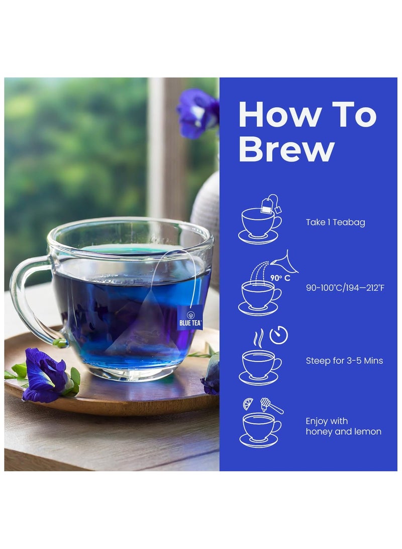 الشاي الأزرق شاي بلو تي شاي زهرة البازلاء الفراشة أشواغاندا 30 كيس شاي نباتي من مزيج نباتي | شاي أباراجيتا شانخبوشبي شاي عشبي خالٍ من الكافيين خالٍ من الكافيين شاي عشبي خالٍ من السموم قائم على الزهور غير معدّل وراثيًا ظهر في عبوة شاي شارك تانك بريميوم تانك - Image 5