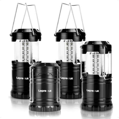 Lepro LED Lanterns Battery Powered, Camping Essentials, IPX4 Water Resistant, Outdoor Portable Lights for Emergency, Hurricane, Storms and Outages, 4 Pack - Image 1