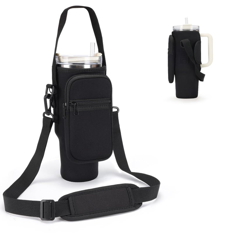 GOEWY Water Bottle Carrier Bag for Stanley 40 oz Tumbler with Phone Pocket Neoprene Water Bottle Holder with Shoulder & Handheld Strap Stanley Cup Accessories - Image 1