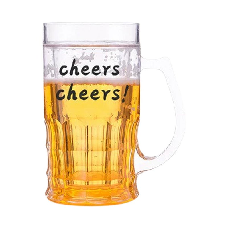 Fake double-layered beer mug, creative and quirky plastic ice double-layered cup. - Image 1