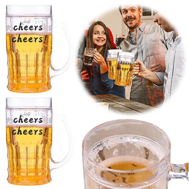 Fake double-layered beer mug, creative and quirky plastic ice double-layered cup. - Image 2