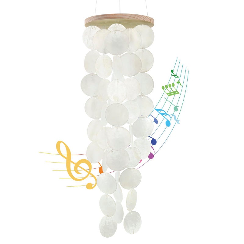 WeDoSoy Wind Chimes for Outside Handcrafted White Capiz Shells Windchime Coastal Style Decor for IndoorOutdoors Garden Decor Great for Women Wind Chimes Lovers and More - Image 2