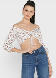 Ruched Floral Print Top