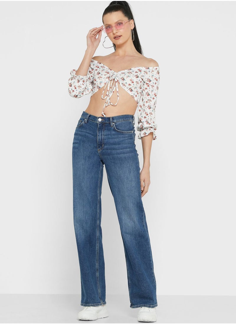 LASULA - Ruched Floral Print Top - Image 1