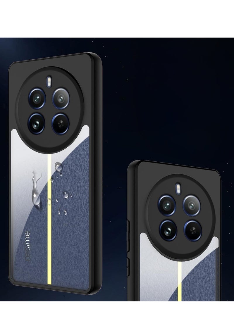 جراب لهاتف Realme 12 4G/Realme 12+ Plus 5G/Realme 13 4G، جراب واقٍ شفاف ناعم من مادة TPU، جراب صلب من مادة PC، مقاوم للخدش والصدمات، أسود - Image 3