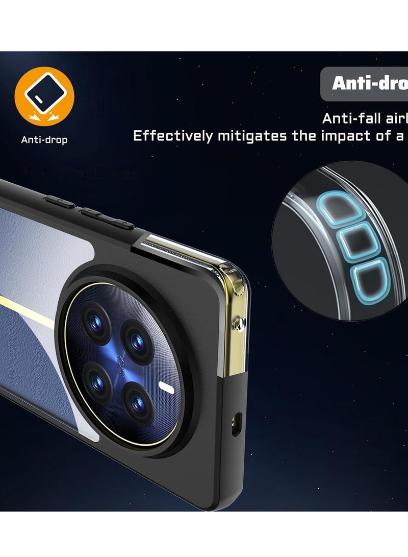 جراب لهاتف Realme 12 4G/Realme 12+ Plus 5G/Realme 13 4G، جراب واقٍ شفاف ناعم من مادة TPU، جراب صلب من مادة PC، مقاوم للخدش والصدمات، أسود - Image 4